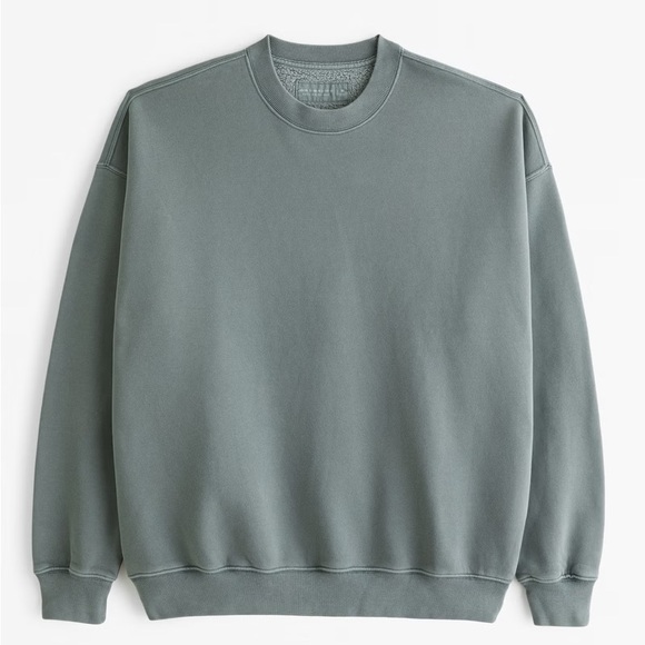 [NWT] Abercrombie & Fitch Men’s Essential Crew Sweatshirt in Charcoal Green - Picture 4 of 4